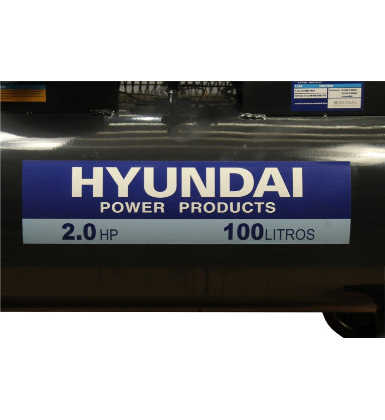 Compresor Hyundai Monofasico 2HP 100L 115PSI Correa