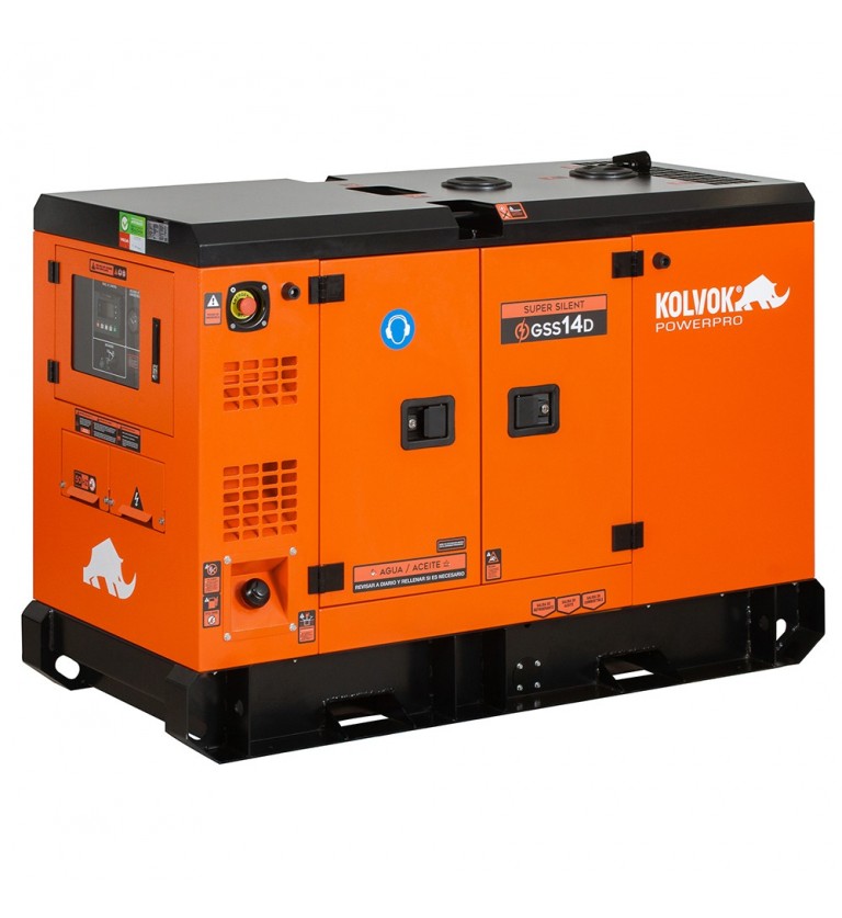 Generador eléctrico insonorizado monofásico diésel GSS14D - 12kVA - uso continuo - Kolvok