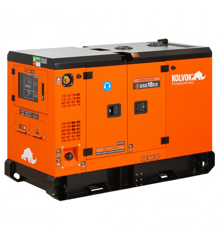 Generador eléctrico insonorizado trifásico diésel - uso continuo - GSS18D3 - 18kVA - Kolvok
