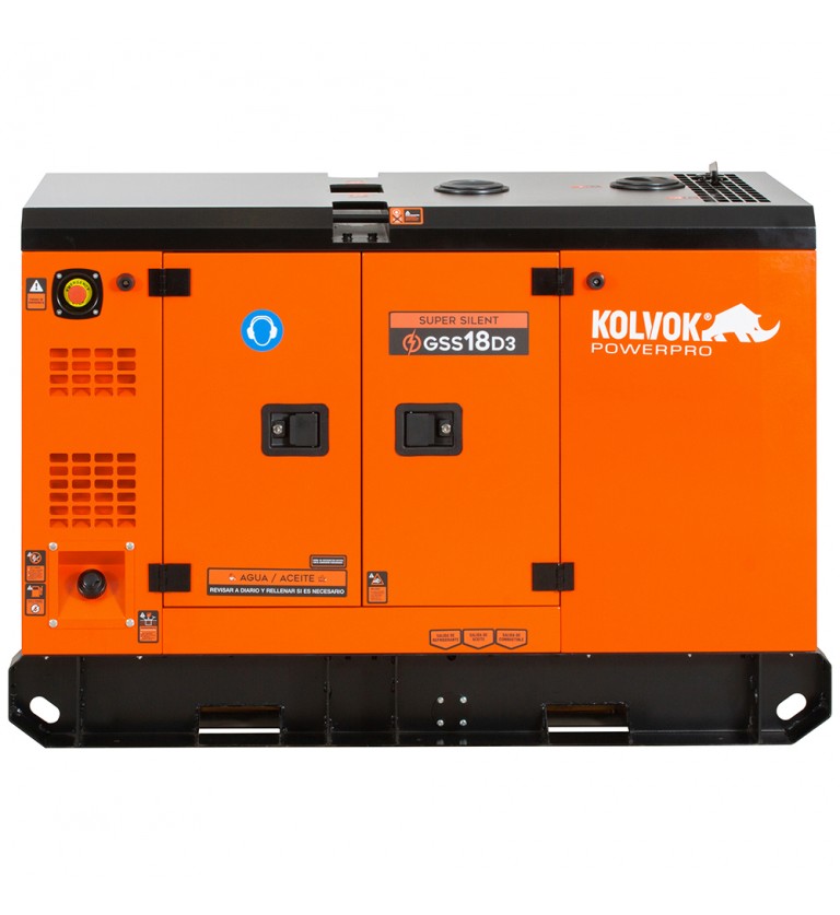 Generador eléctrico insonorizado trifásico diésel - uso continuo - GSS18D3 - 18kVA - Kolvok