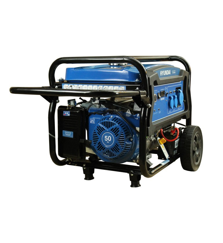 Generador eléctrico Hyundai gasolina 7,5/8,3 KW/KVA partida eléctrica monofásico abierto con ruedas