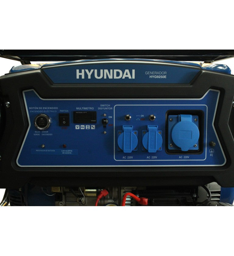 Generador eléctrico Hyundai gasolina 6/6,5 KW/KVA partida eléctrica monofásico abierto con ruedas