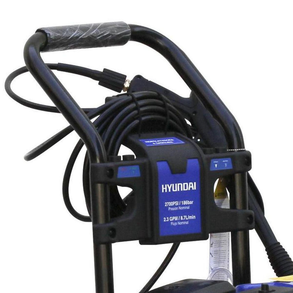 Hidrolavadora Hyundai GPW2700 a gasolina 5 HP 186 bar – detalle manillar y panel