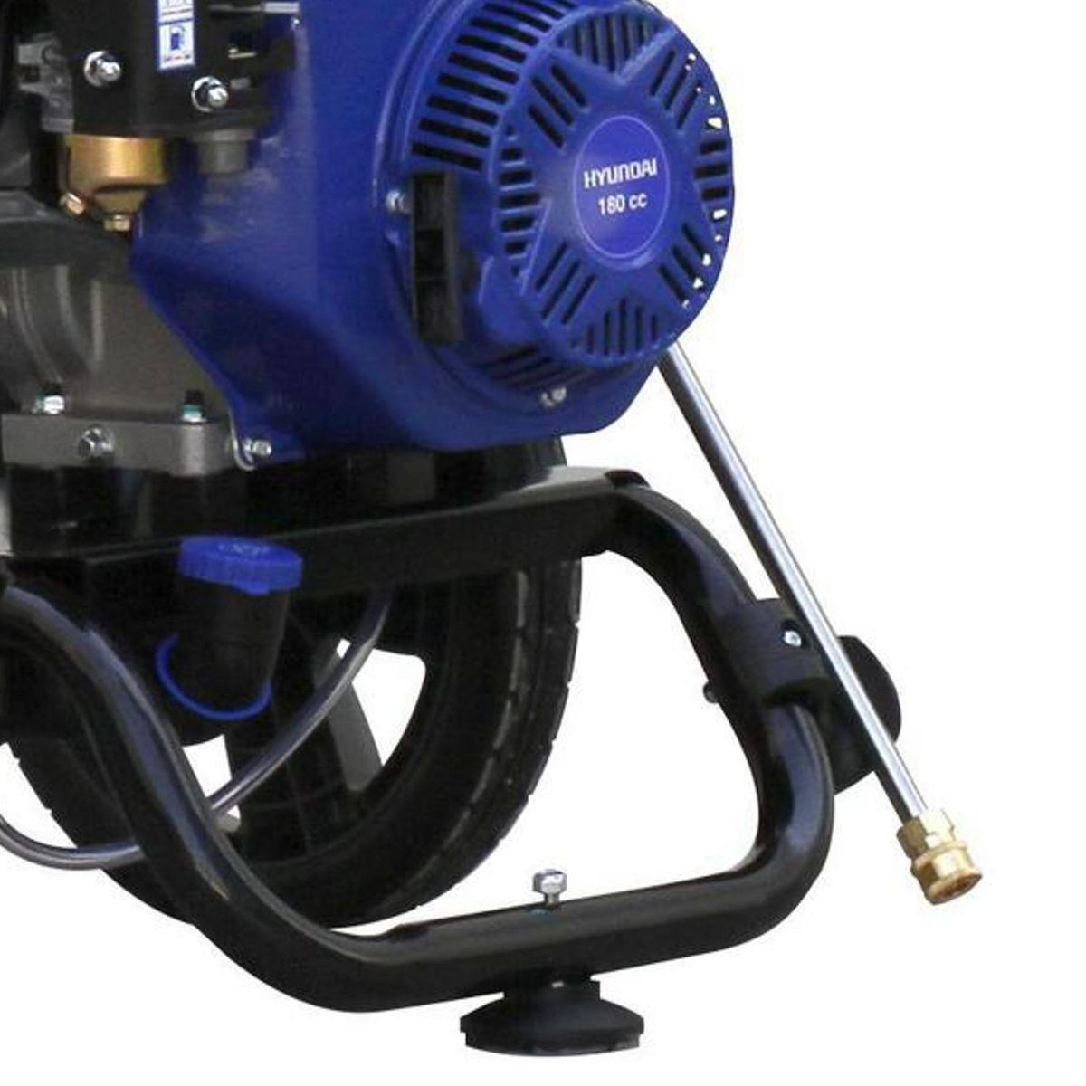 Hidrolavadora Hyundai GPW2700 a gasolina 5 HP 186 bar – detalle base y lanza